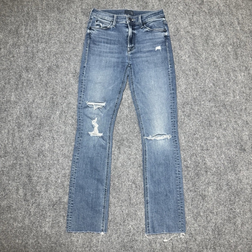 MOTHER Blue Distressed Ankle Jeans